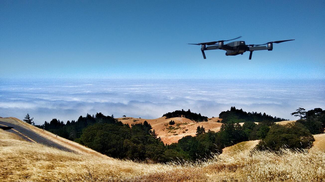 Drone flying outdoors