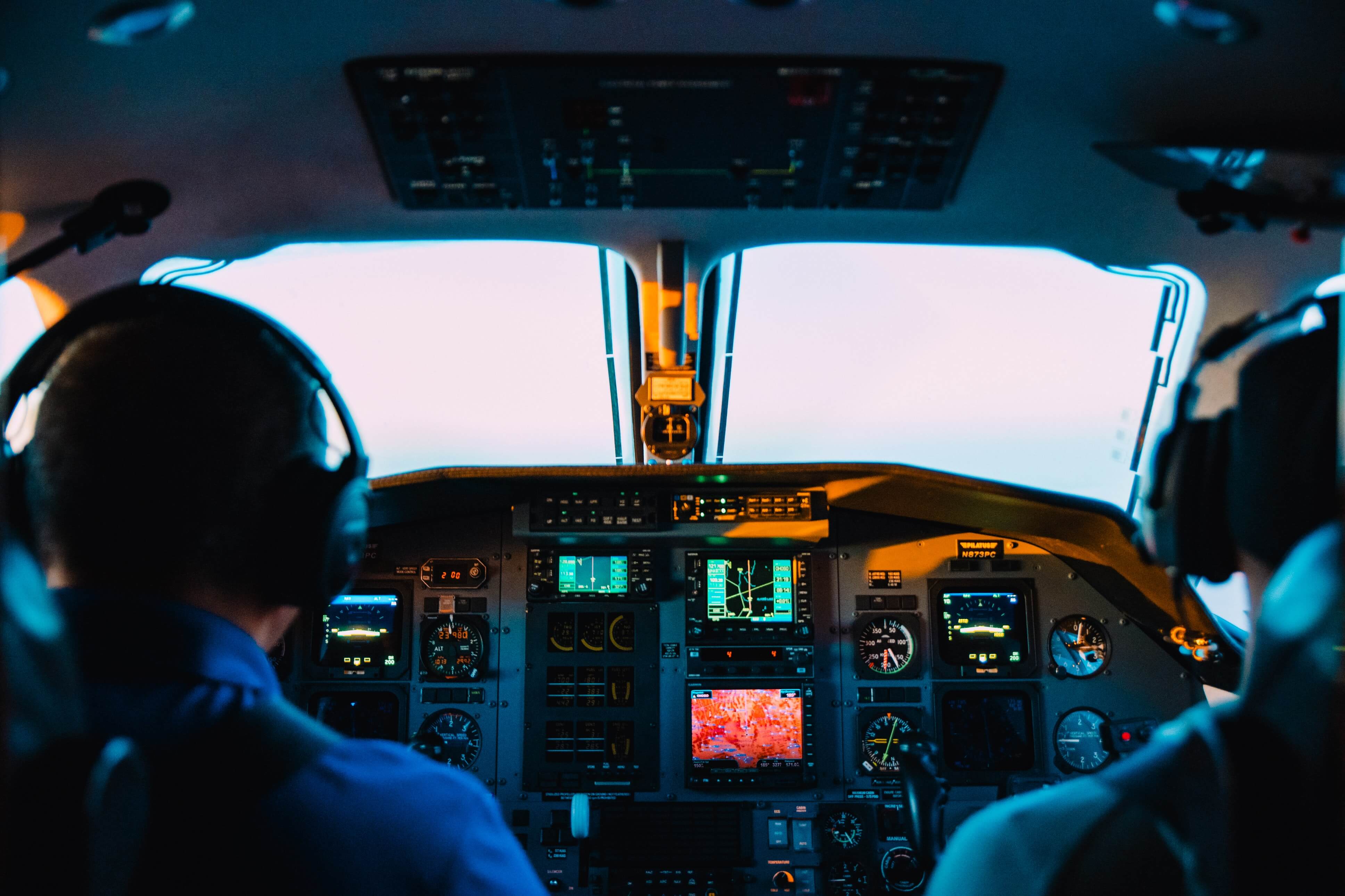 iPad airplane mount: two people in a cockpit